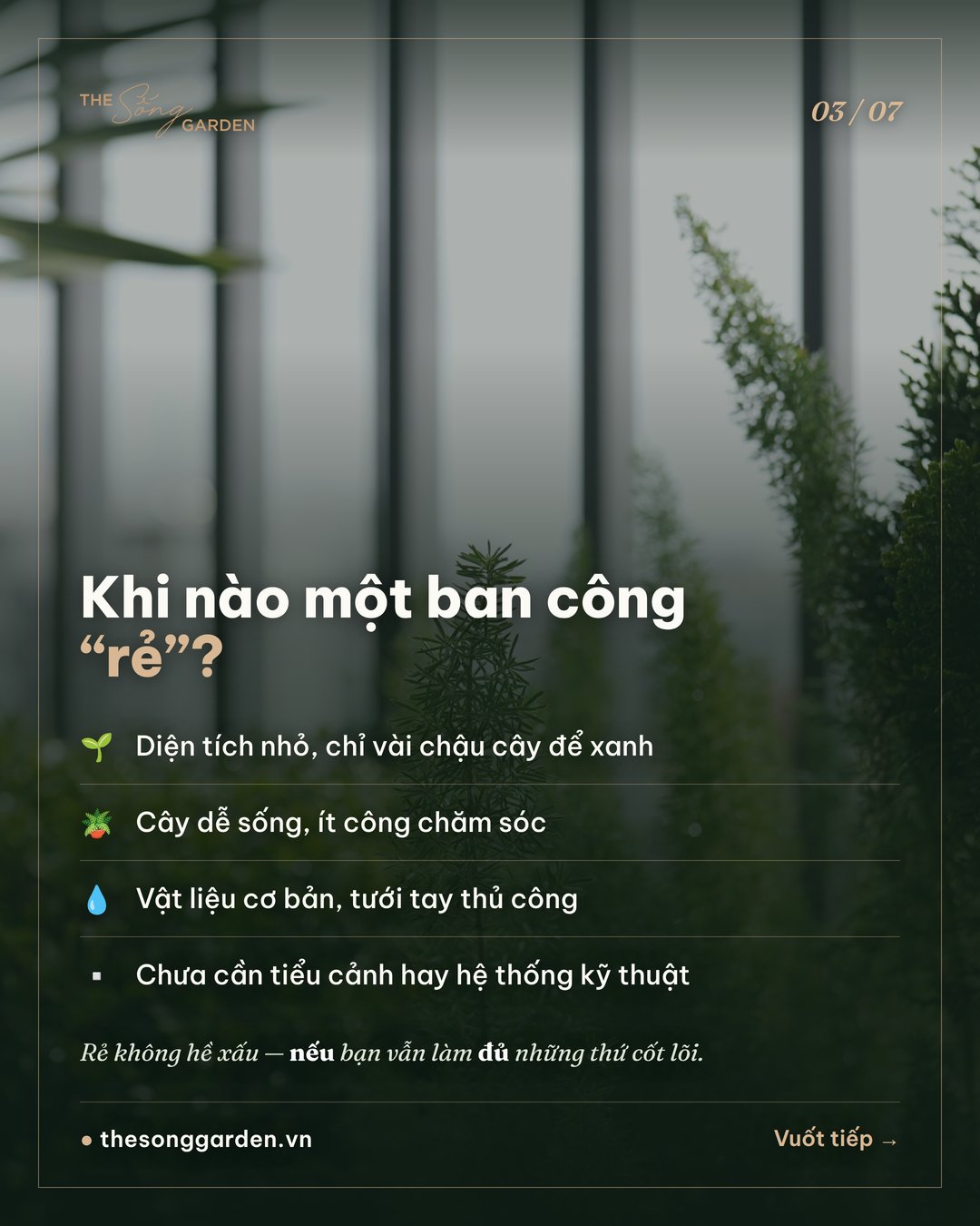 Ban công cây xanh chi phí hợp lý