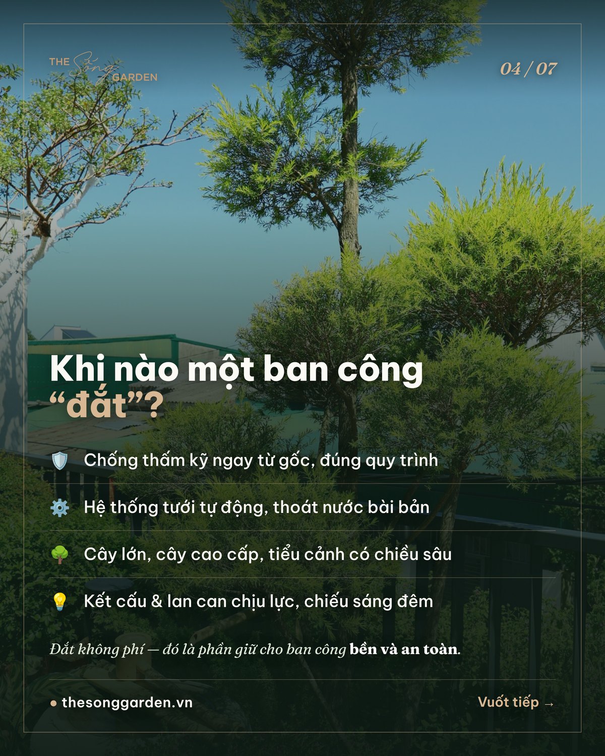 Ban công cây xanh đầu tư kỹ
